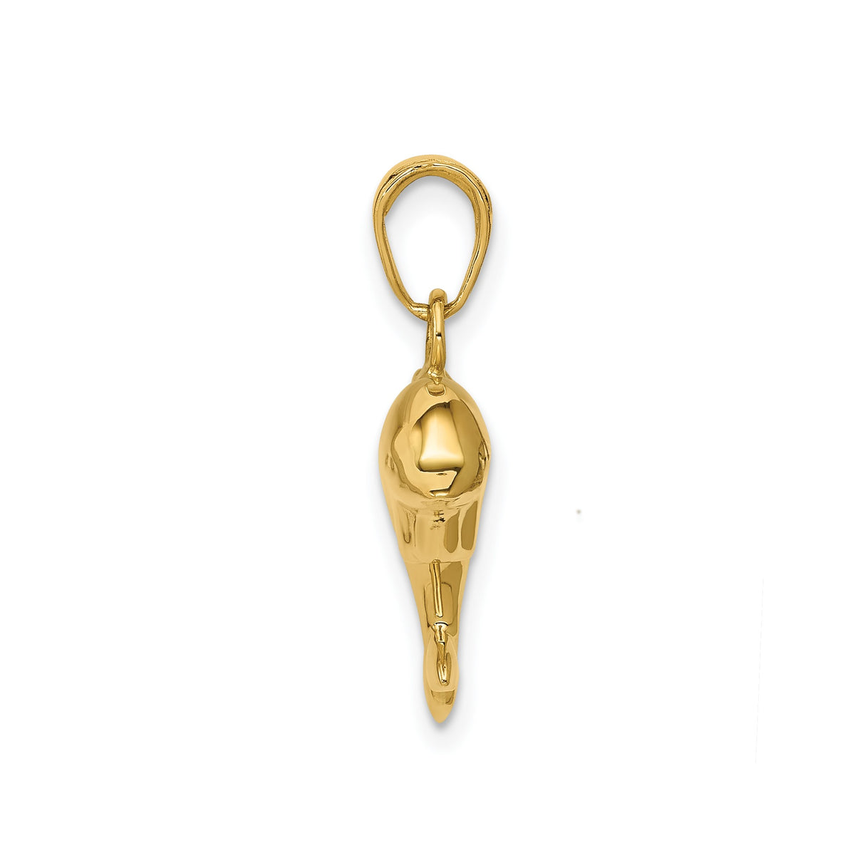 14k Yellow Gold Dolphin Pendant, Sleek Jumping Charm with Ocean Theme, Unisex Coastal Jewelry