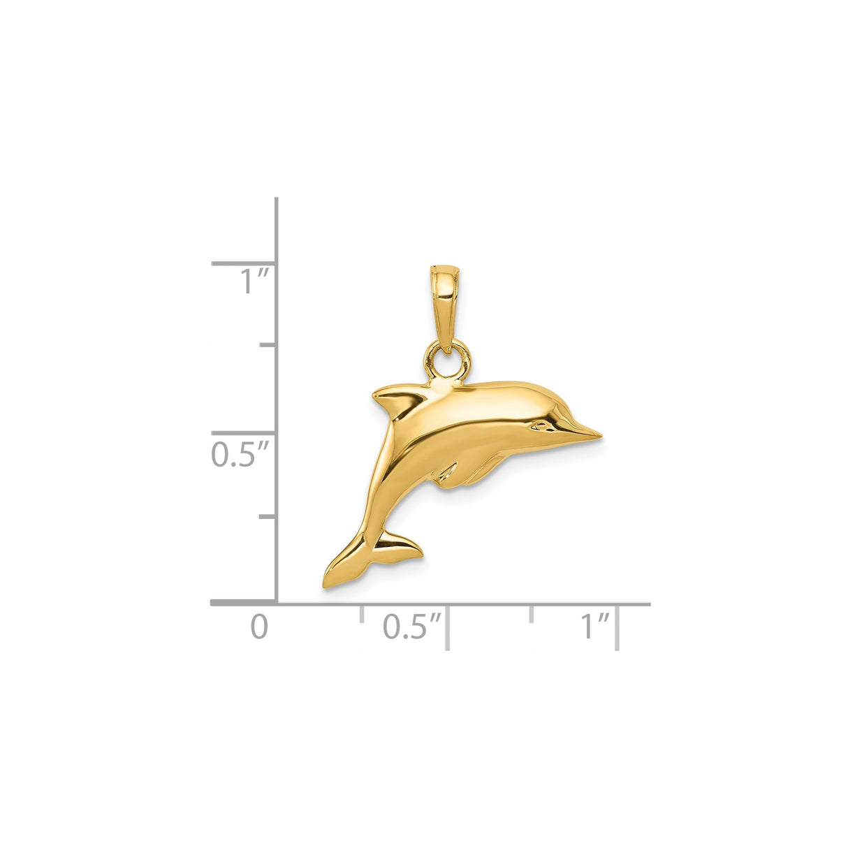 14k Yellow Gold Dolphin Pendant, Sleek Jumping Charm with Ocean Theme, Unisex Coastal Jewelry