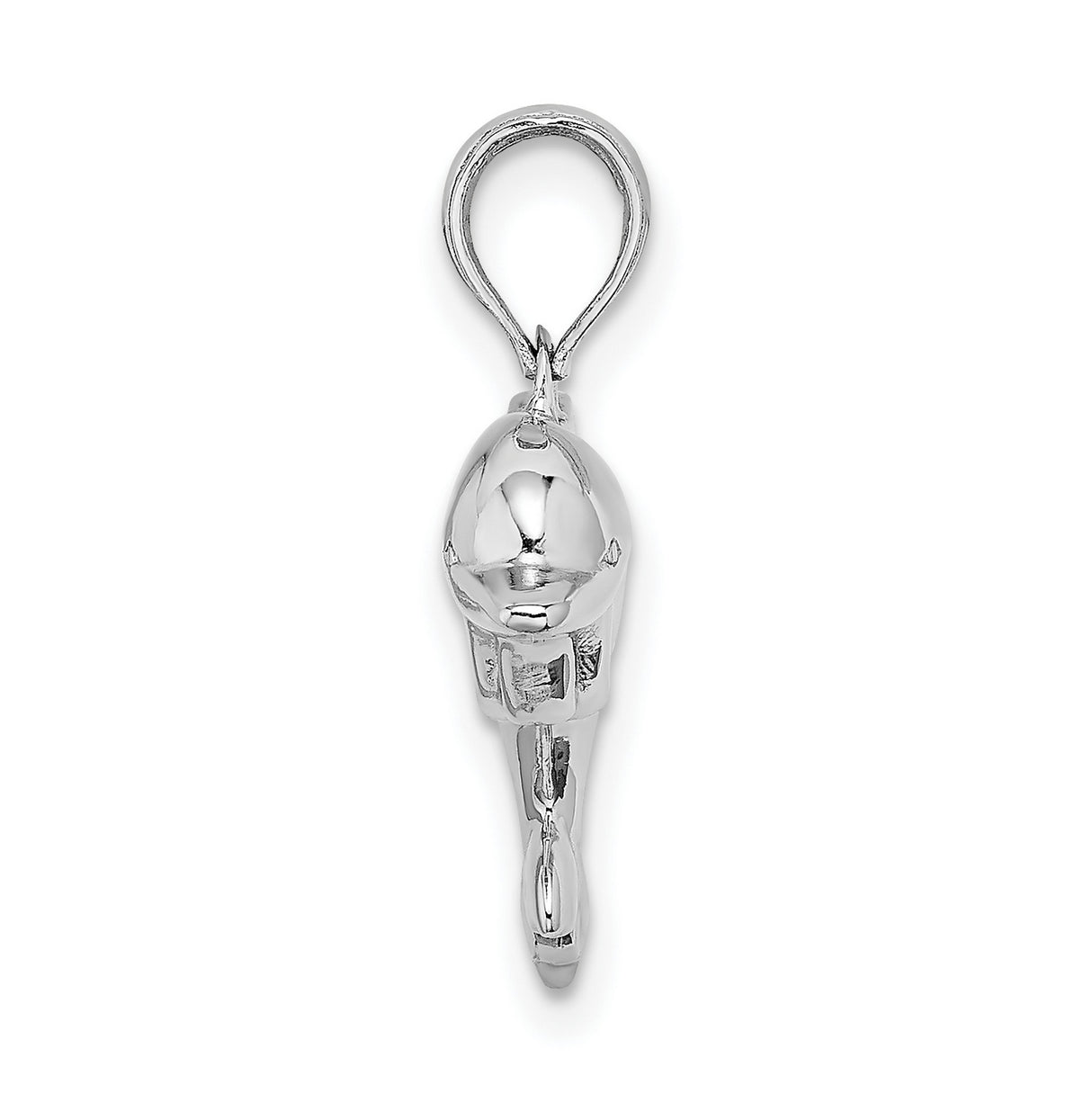 14k White Gold Dolphin Pendant, Polished Ocean Animal Charm, Marine Life Jewelry for Women