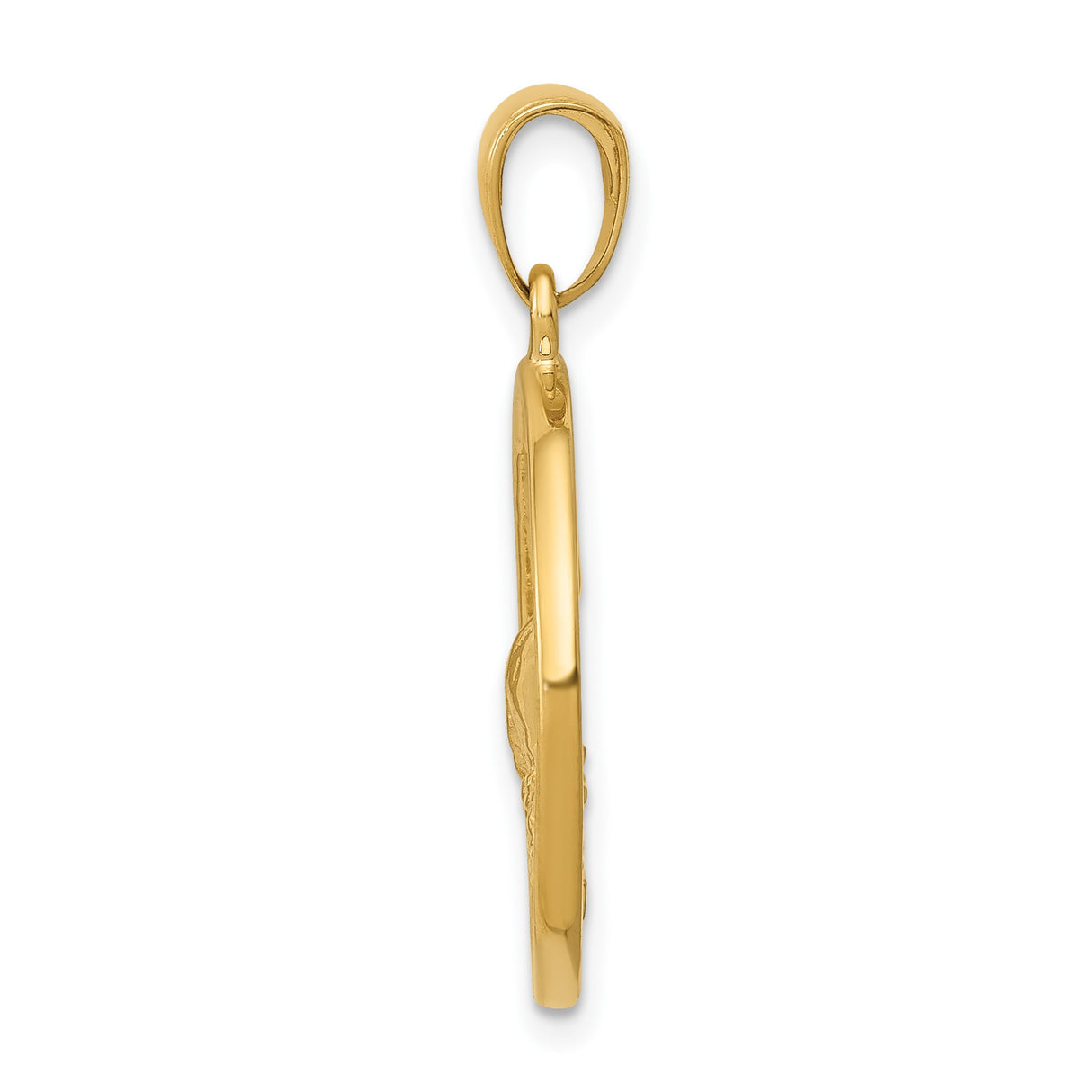 14k Yellow Gold Whale Tail Pendant with Ocean Wave Design, Nautical Sea Life Theme