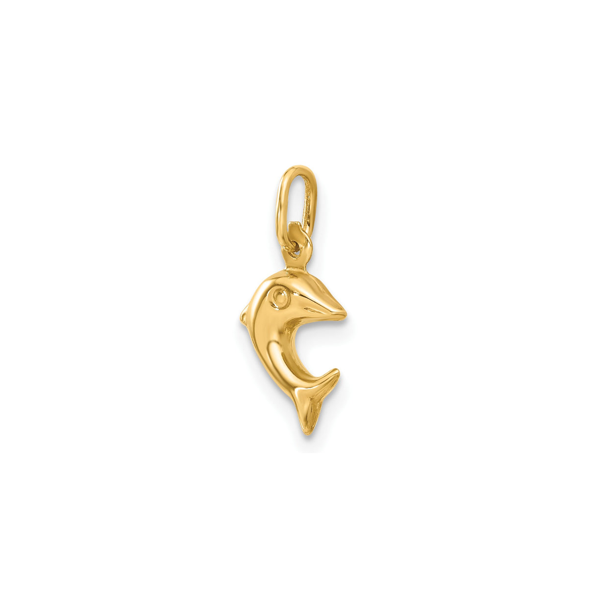 14k Yellow Gold Dolphin Pendant Charm, Smooth Finish Ocean Theme Jewelry for Women or Unisex Wear