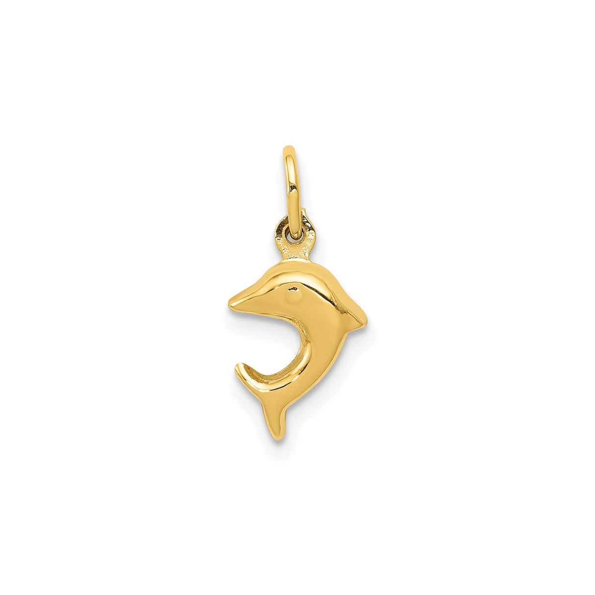 14k Yellow Gold Dolphin Pendant Charm, Smooth Finish Ocean Theme Jewelry for Women or Unisex Wear