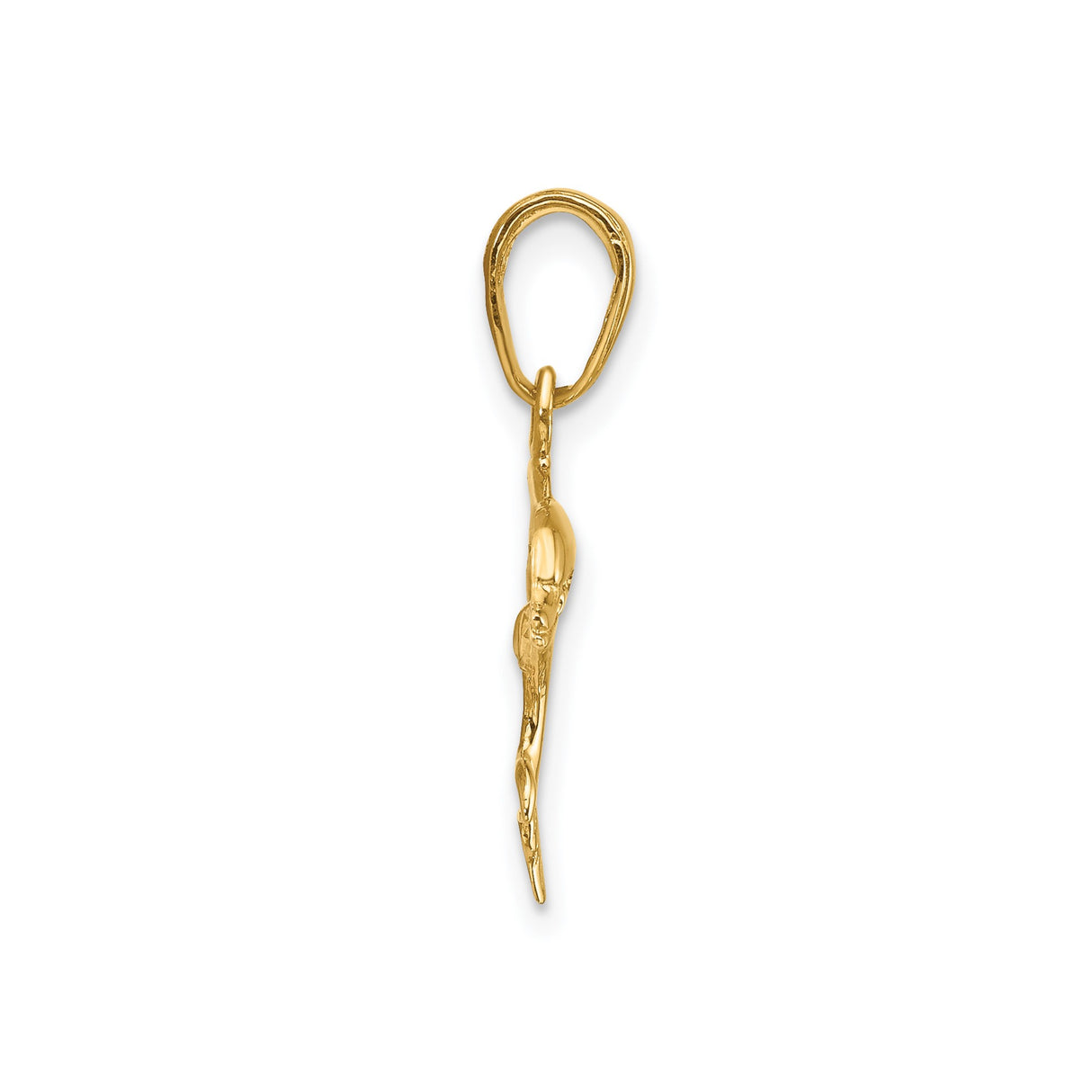 14k Yellow Gold Dolphin Pendant, Jumping Dolphin Charm, Marine Life Nautical Jewelry