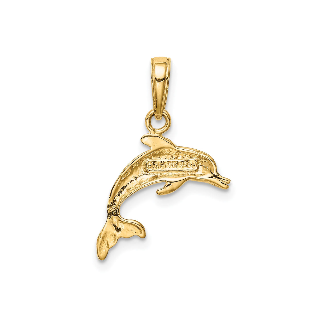 14k Yellow Gold Dolphin Pendant, Jumping Dolphin Charm, Marine Life Nautical Jewelry