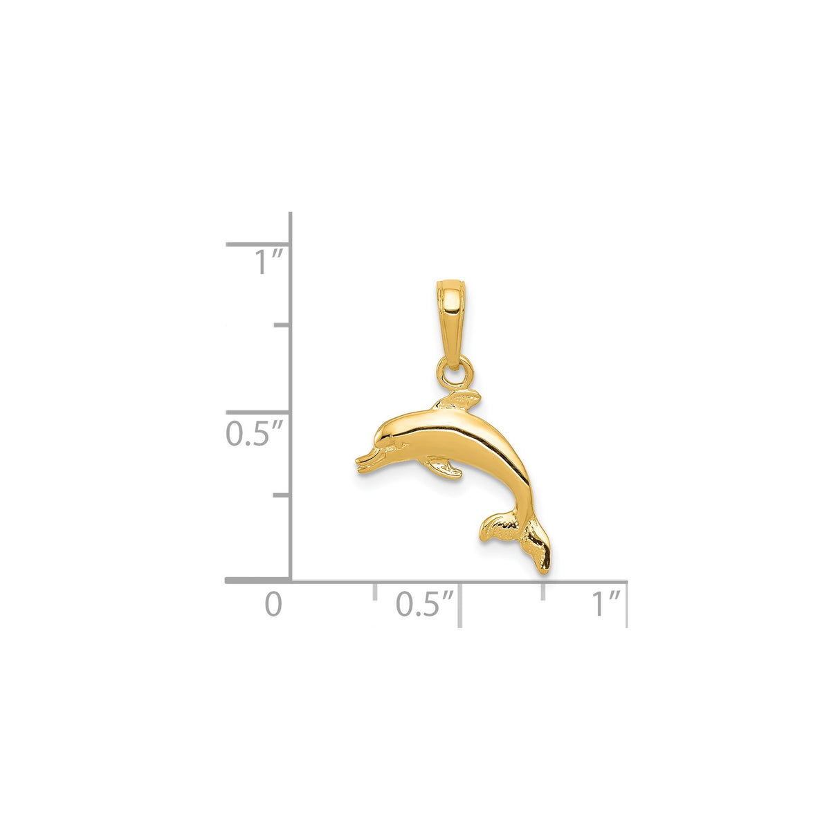 14k Yellow Gold Dolphin Pendant, Jumping Dolphin Charm, Marine Life Nautical Jewelry