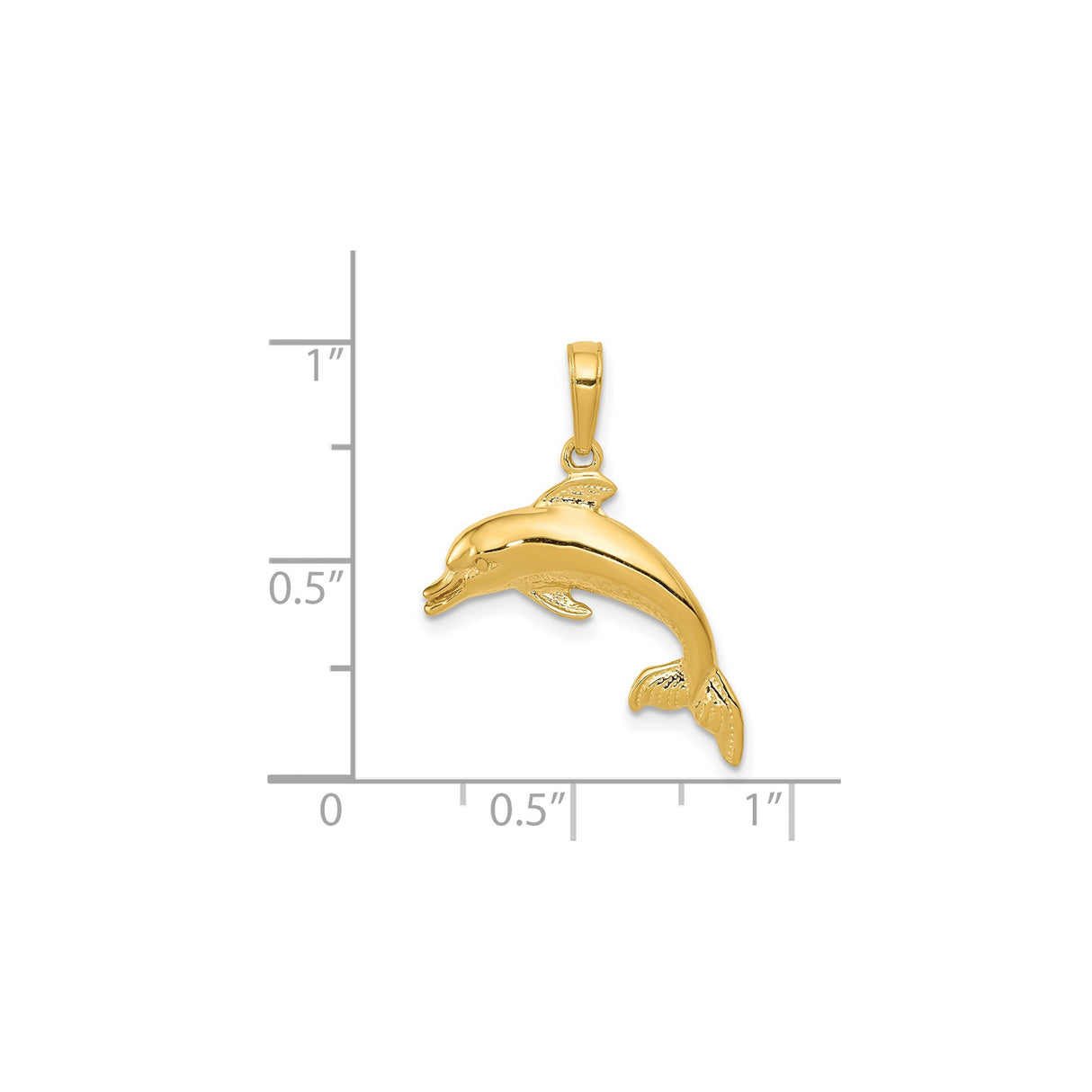 14k Yellow Gold Dolphin Pendant, Jumping Ocean Animal Charm, Nautical Marine Life Jewelry