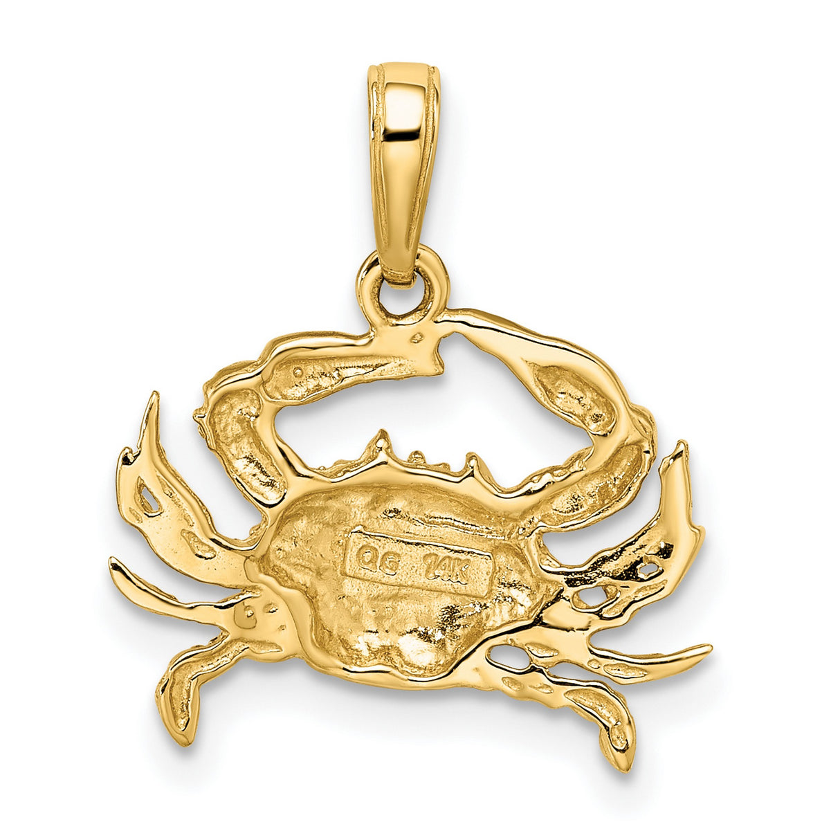 14k Yellow Gold Crab Pendant with Rhodium Accent, Cancer Zodiac Nautical Design