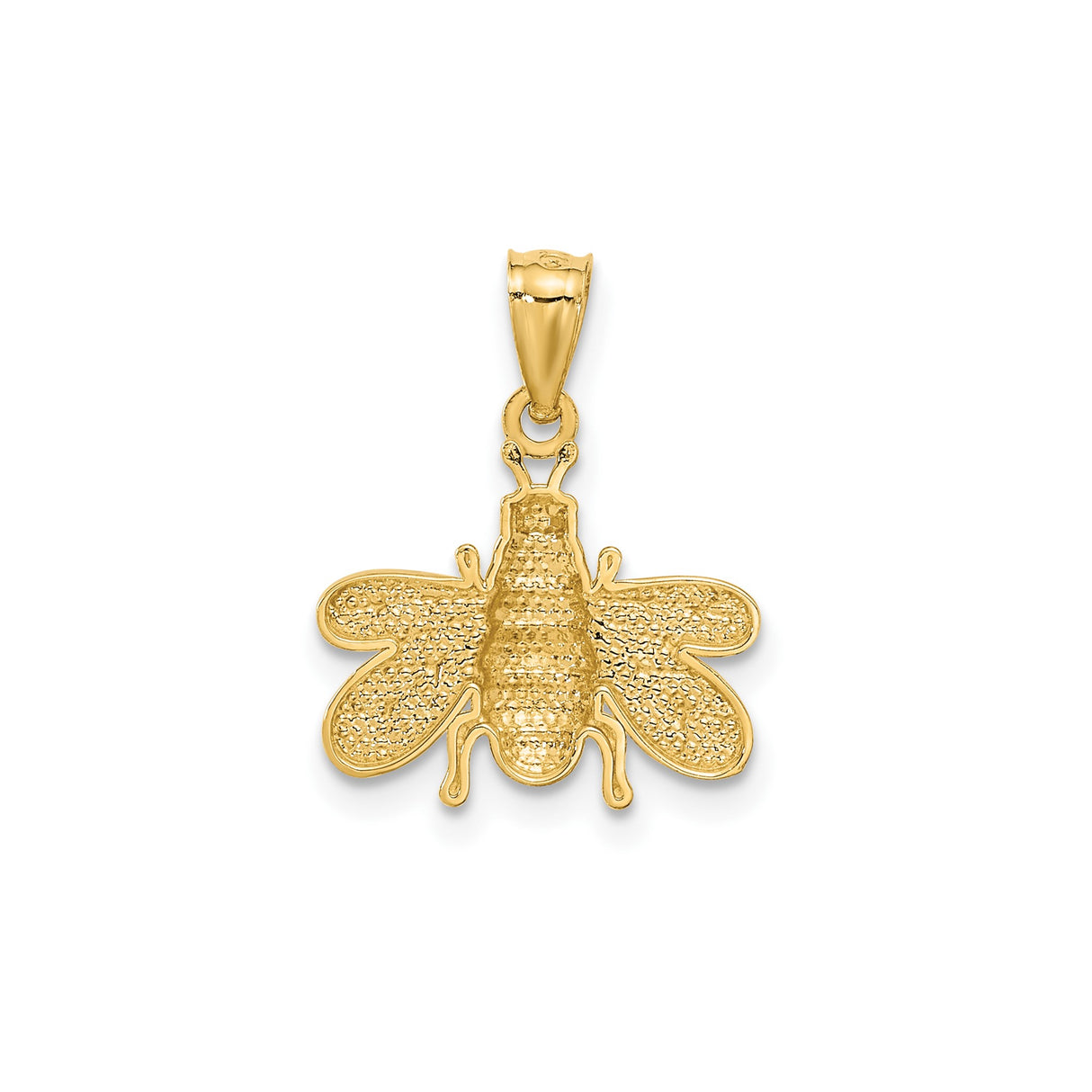 14k Yellow Gold Bee Pendant with Intricate Wing Detailing, Nature and Community Symbol