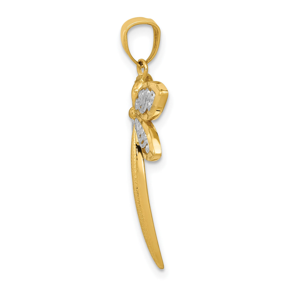 14k Multi-Tone Gold Dragonfly Pendant with Filigree Wings, Symbol of Transformation and Growth