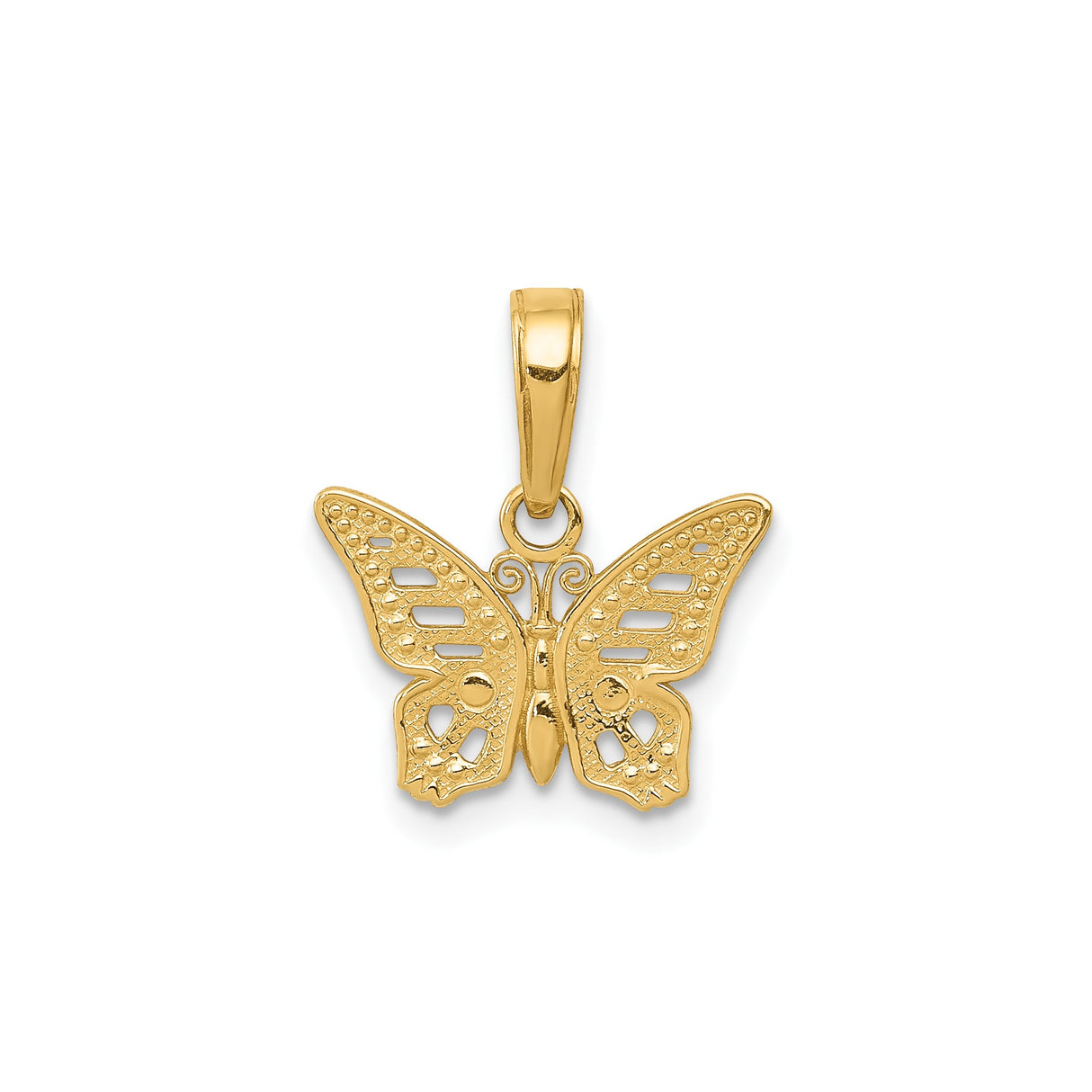 14k Yellow Gold Butterfly Pendant with Openwork Design, Nature-Inspired Jewelry for Women