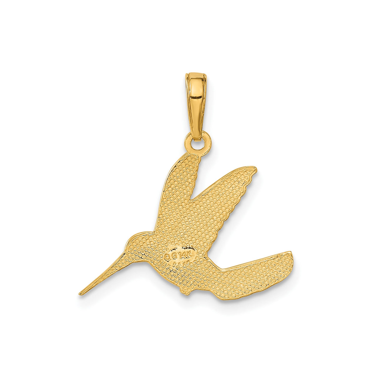 14k Yellow Gold Hummingbird Pendant with Bird in Flight Design, Nature Inspired Jewelry