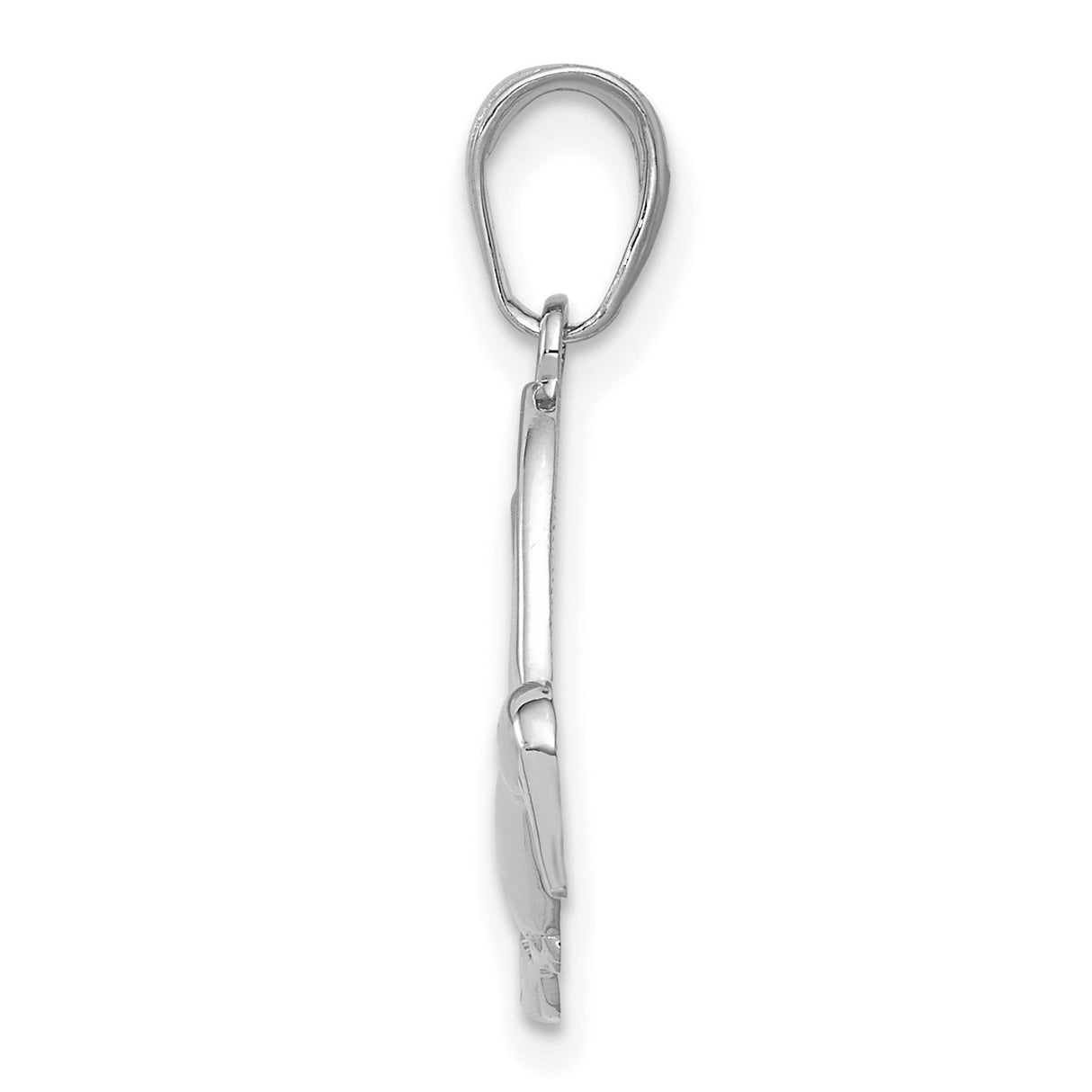 Polished Hummingbird in Flight Charm Pendant in Real 14k White Gold