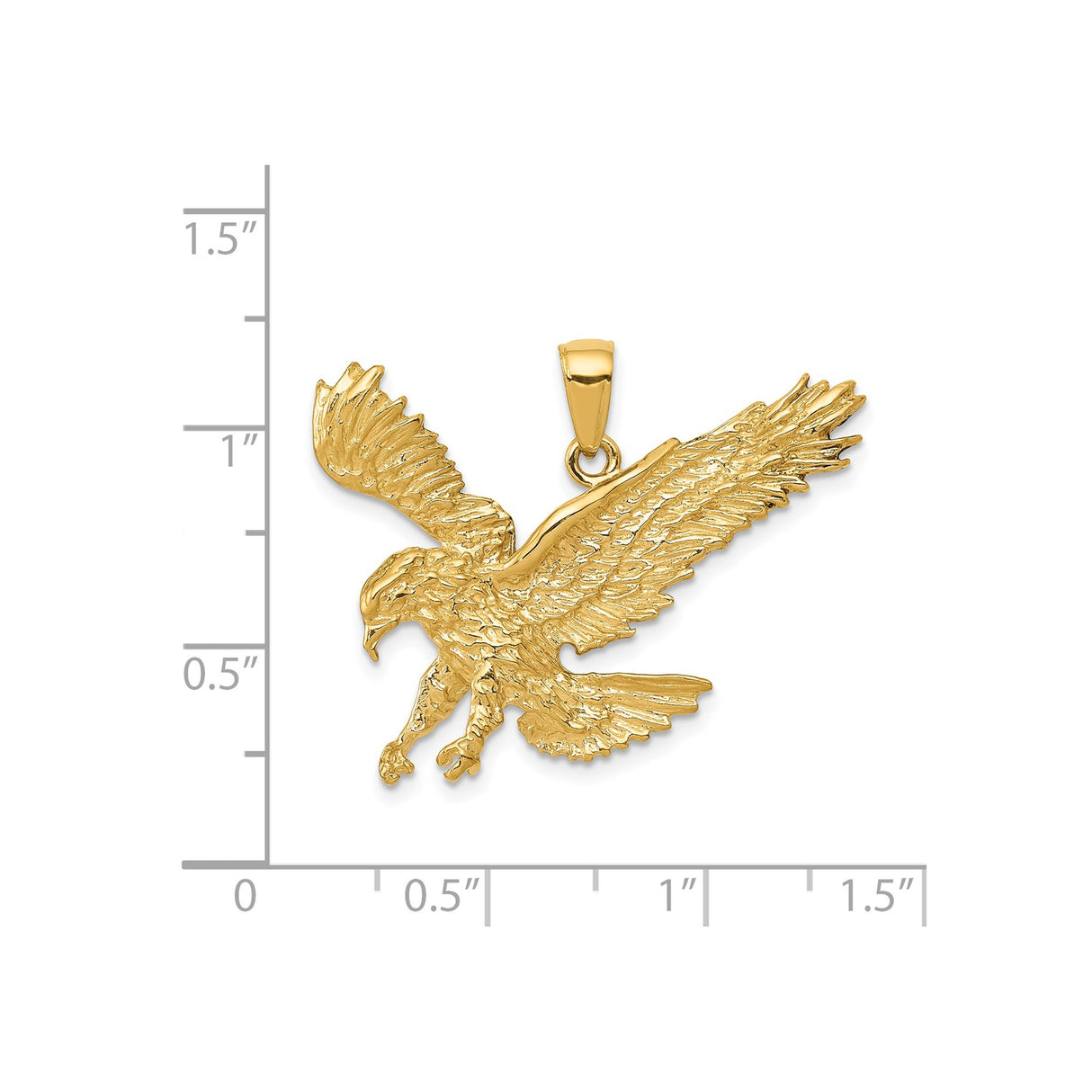 14k Yellow Gold Eagle Pendant with Outstretched Wings and Talons , Symbol of Freedom and Strength