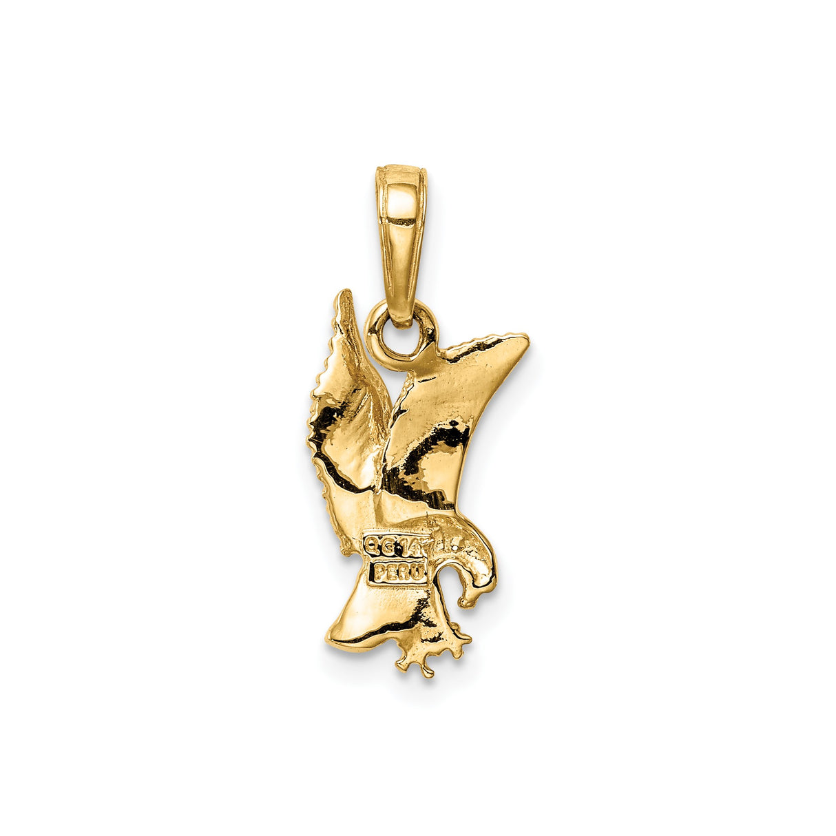 14k Yellow Gold Eagle Pendant with Outstretched Wings, Bold Nature-Inspired Design for Men and Women