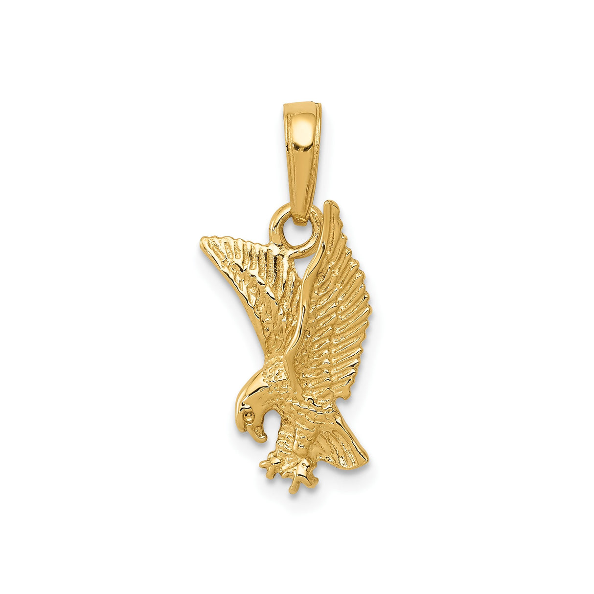 14k Yellow Gold Eagle Pendant with Outstretched Wings, Bold Nature-Inspired Design for Men and Women