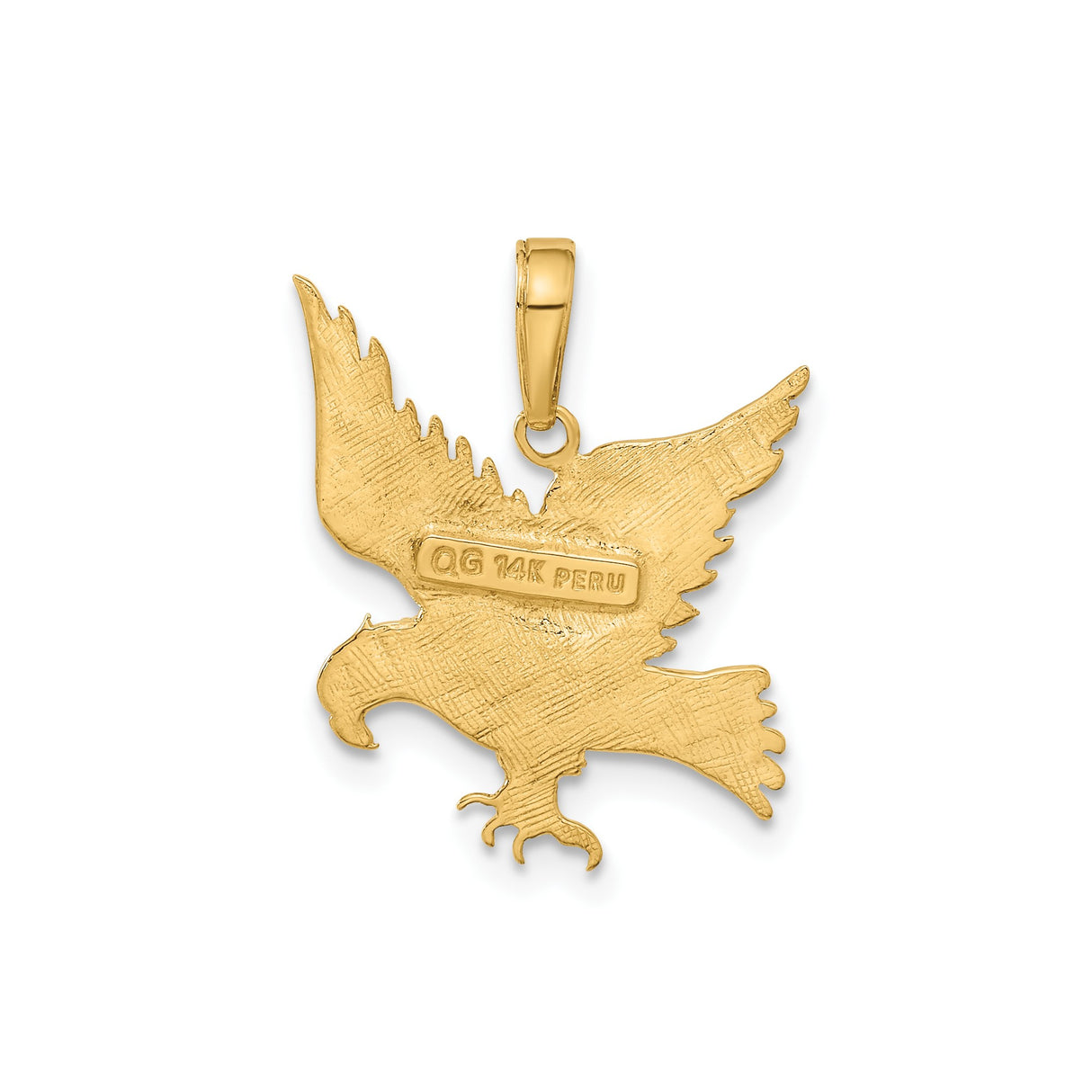 14k Yellow Gold Eagle Pendant in Flight with Talons Extended, Patriotic Design for Men and Women