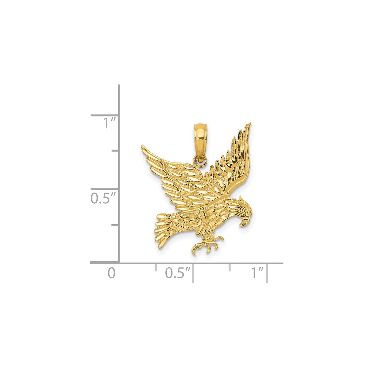14k Yellow Gold Eagle Pendant in Flight with Talons Extended, Patriotic Design for Men and Women
