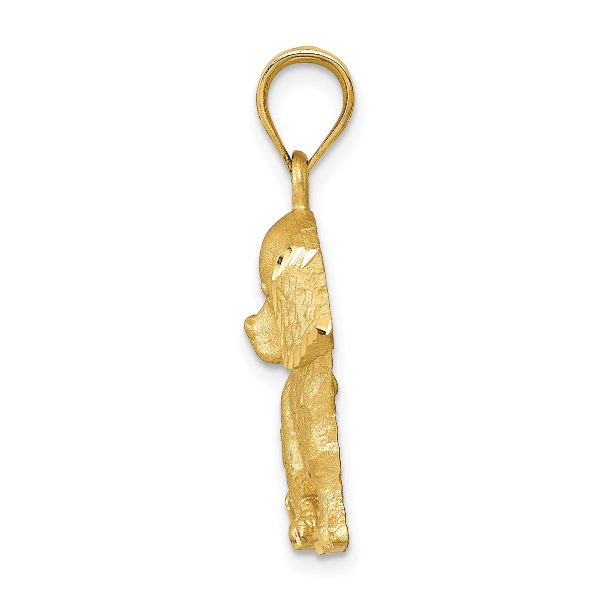 14k Yellow Gold Dog Pendant, Detailed Puppy Charm, Solid Gold Animal Jewelry for Women