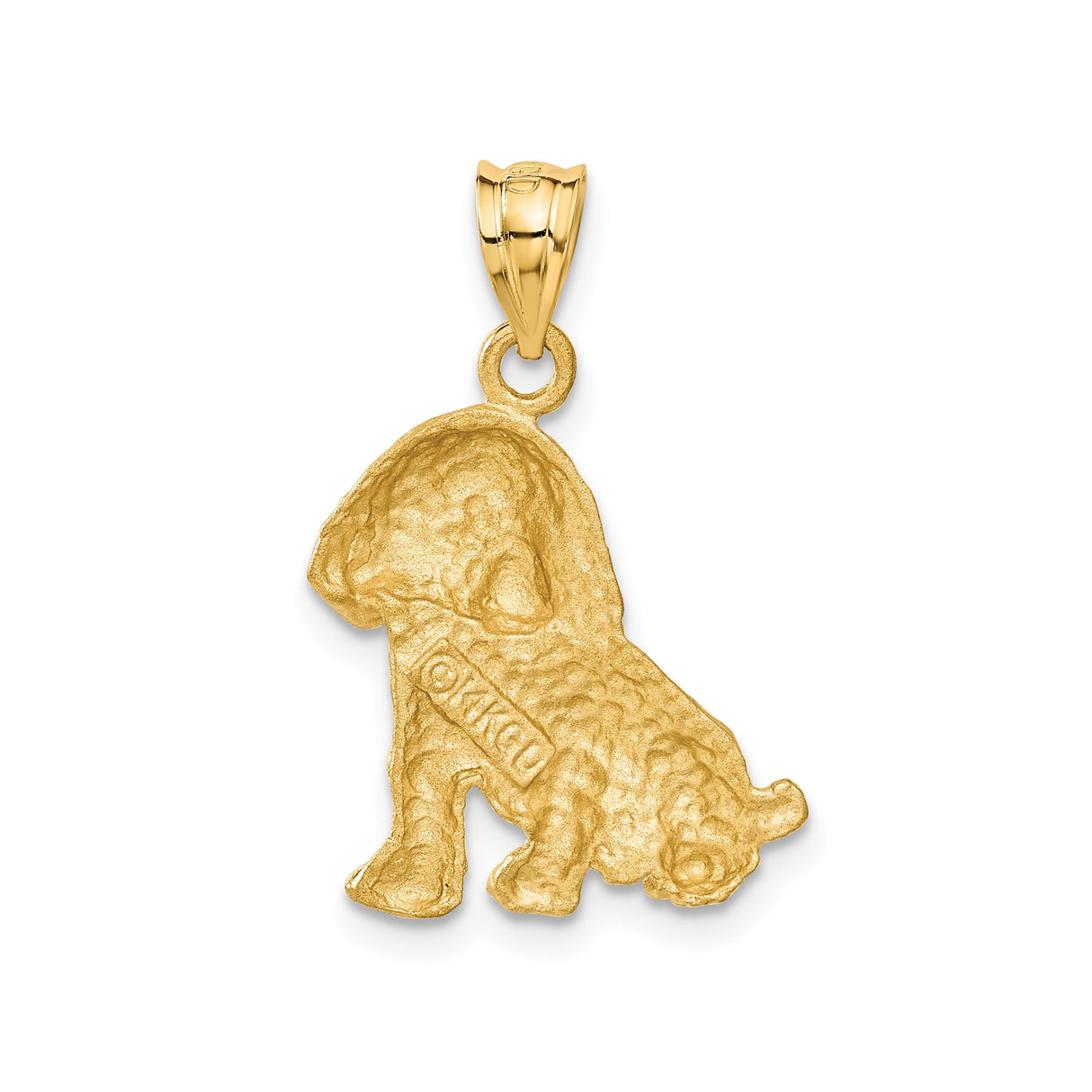 14k Yellow Gold Dog Pendant, Detailed Puppy Charm, Solid Gold Animal Jewelry for Women