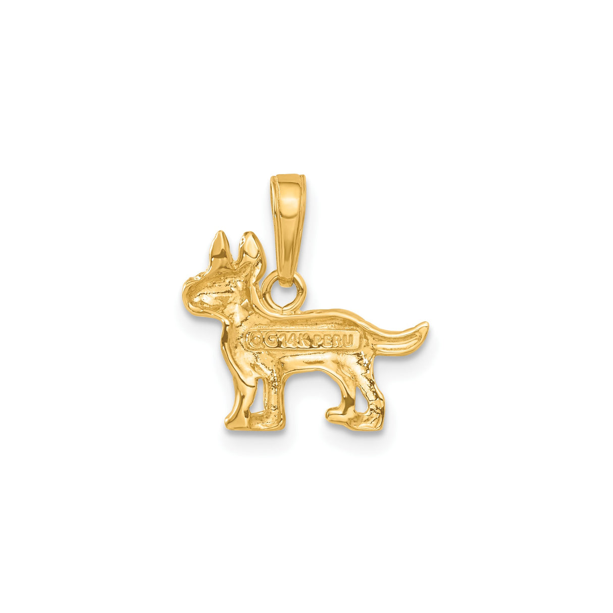 14k Yellow Gold German Shepherd Dog Pendant, Detailed Canine Charm, Unisex or Womens Jewelry