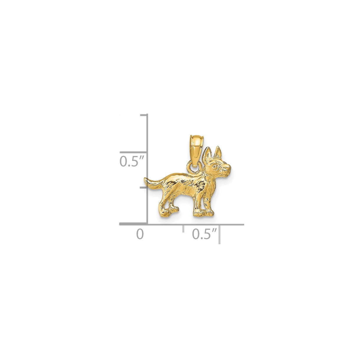 14k Yellow Gold German Shepherd Dog Pendant, Detailed Canine Charm, Unisex or Womens Jewelry