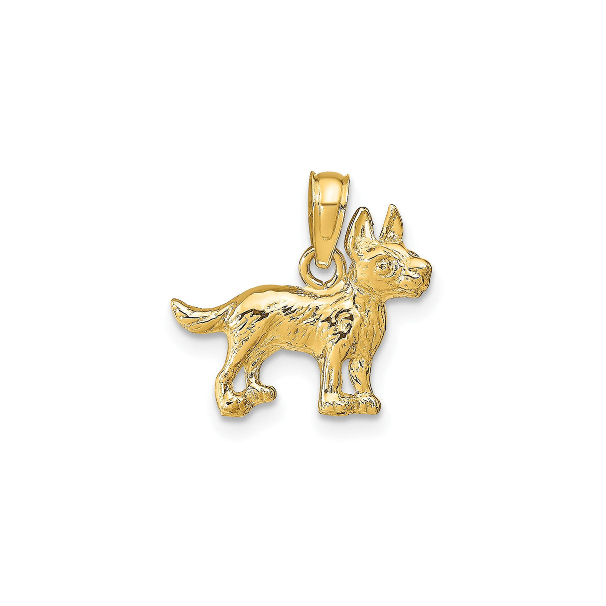 14k Yellow Gold German Shepherd Dog Pendant, Detailed Canine Charm, Unisex or Womens Jewelry