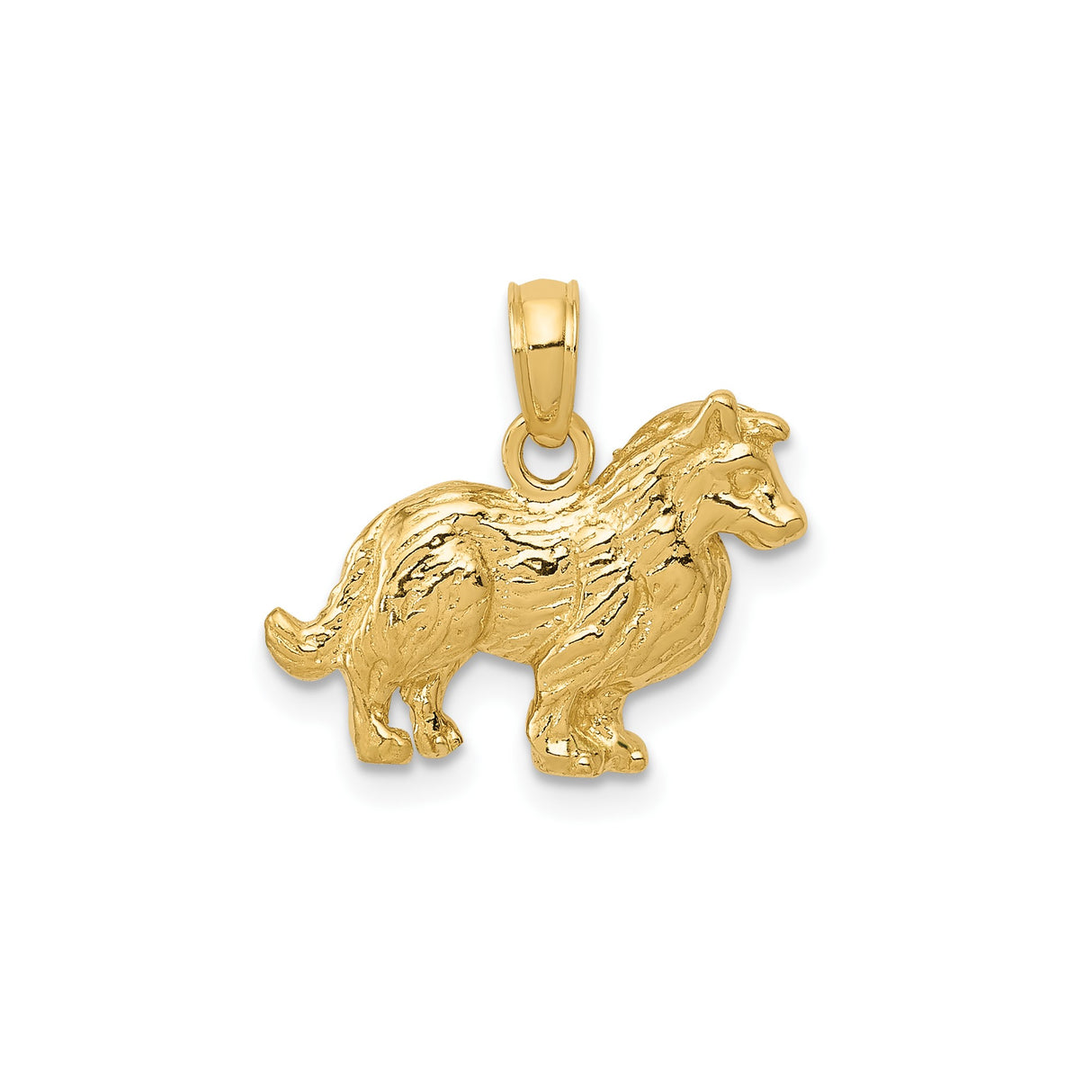 14k Yellow Gold Shetland Sheepdog Pendant, Sheltie Dog Charm, Pet Memorial Jewelry for Women