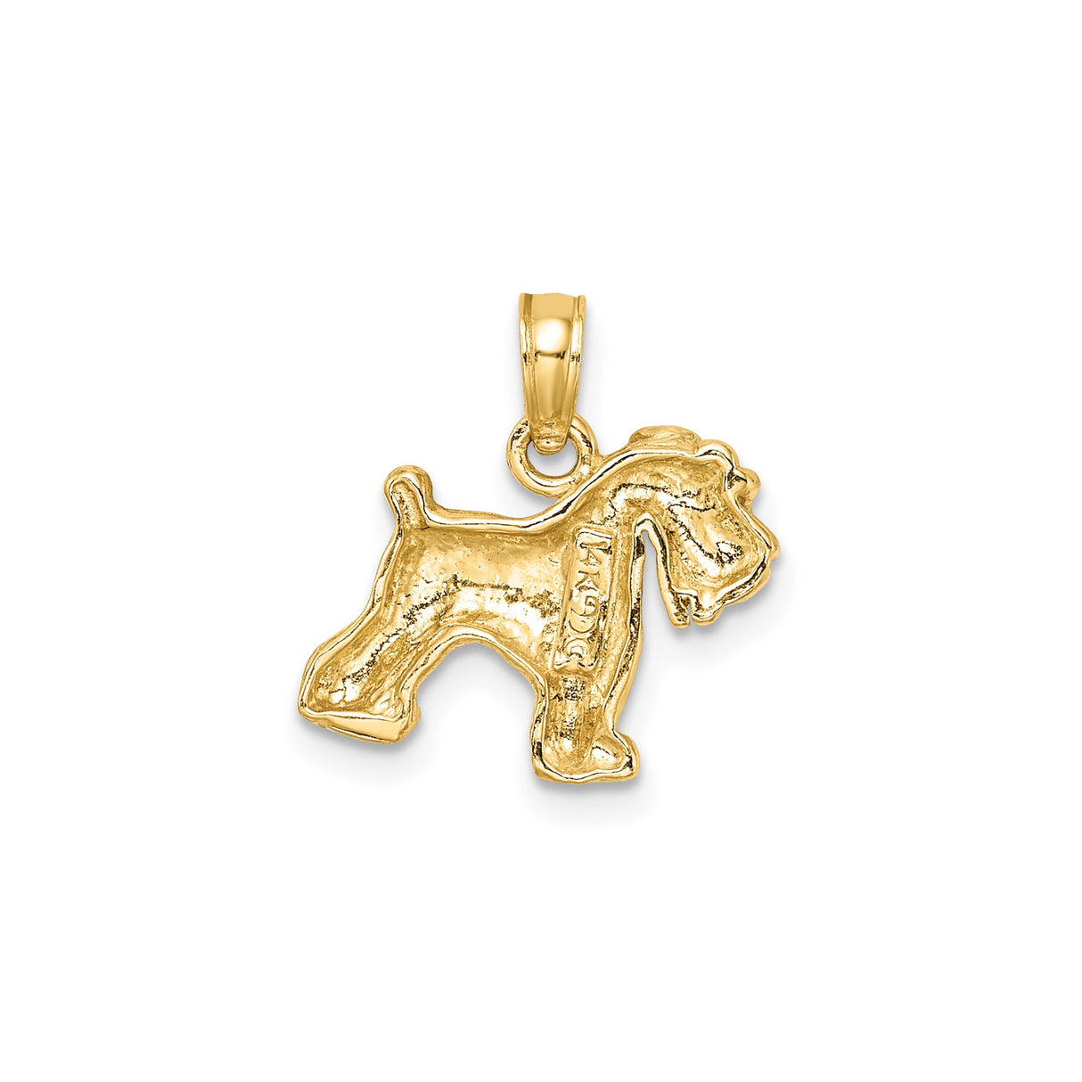 14k Yellow Gold Schnauzer Dog Pendant, Textured Animal Charm, Pet Memorial Jewelry for Women or Unisex