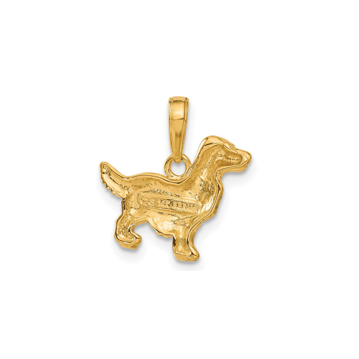 14k Yellow Gold Dog Pendant with Detailed Spaniel or Retriever Design, Unisex Pet Memorial Charm