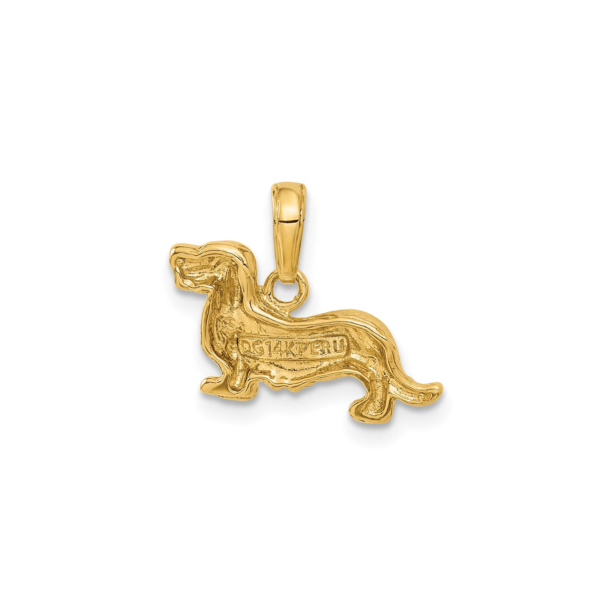14k Yellow Gold Dachshund Pendant, Longhaired Dog Charm, Realistic Pet Jewelry for Women or Unisex
