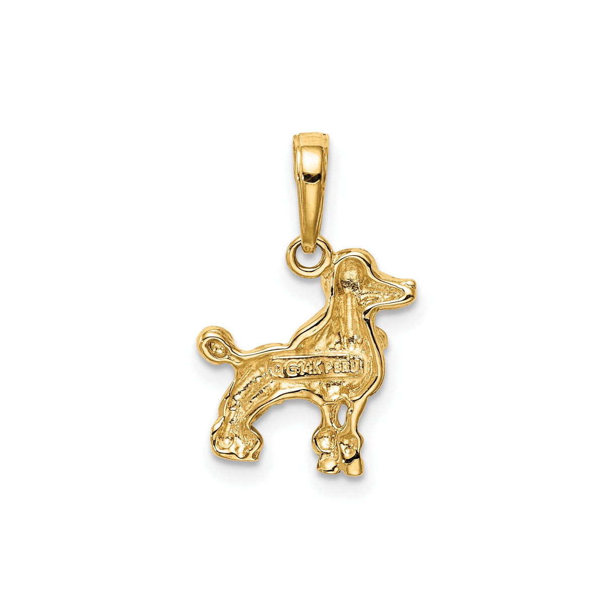 14k Yellow Gold Poodle Dog Pendant Charm, Detailed Animal Design for Women