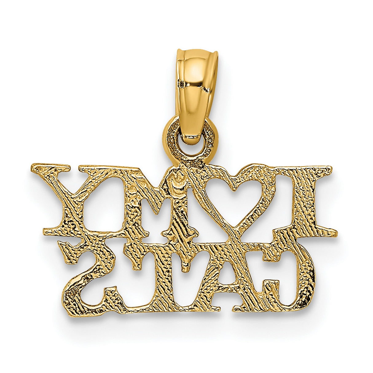 14k Yellow Gold Heart Pendant with Bold I Heart My Gals Lettering, Friendship Charm for Women