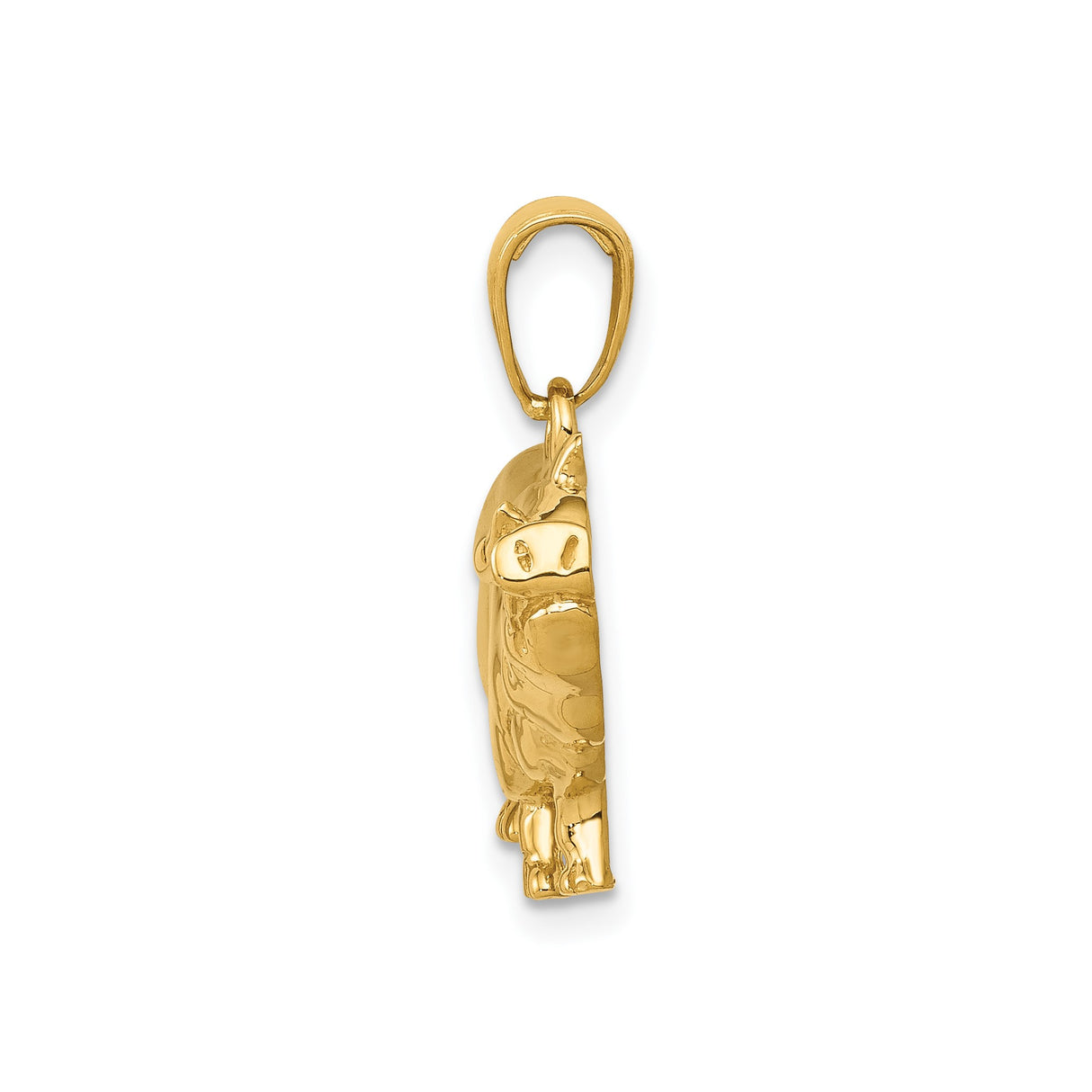 14k Yellow Gold Pig Pendant Charm, Detailed Animal Symbol of Prosperity and Fortune