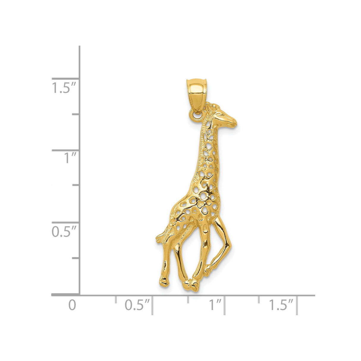 14k Yellow Gold Giraffe Pendant with Openwork Design, Nature Inspired Safari Charm