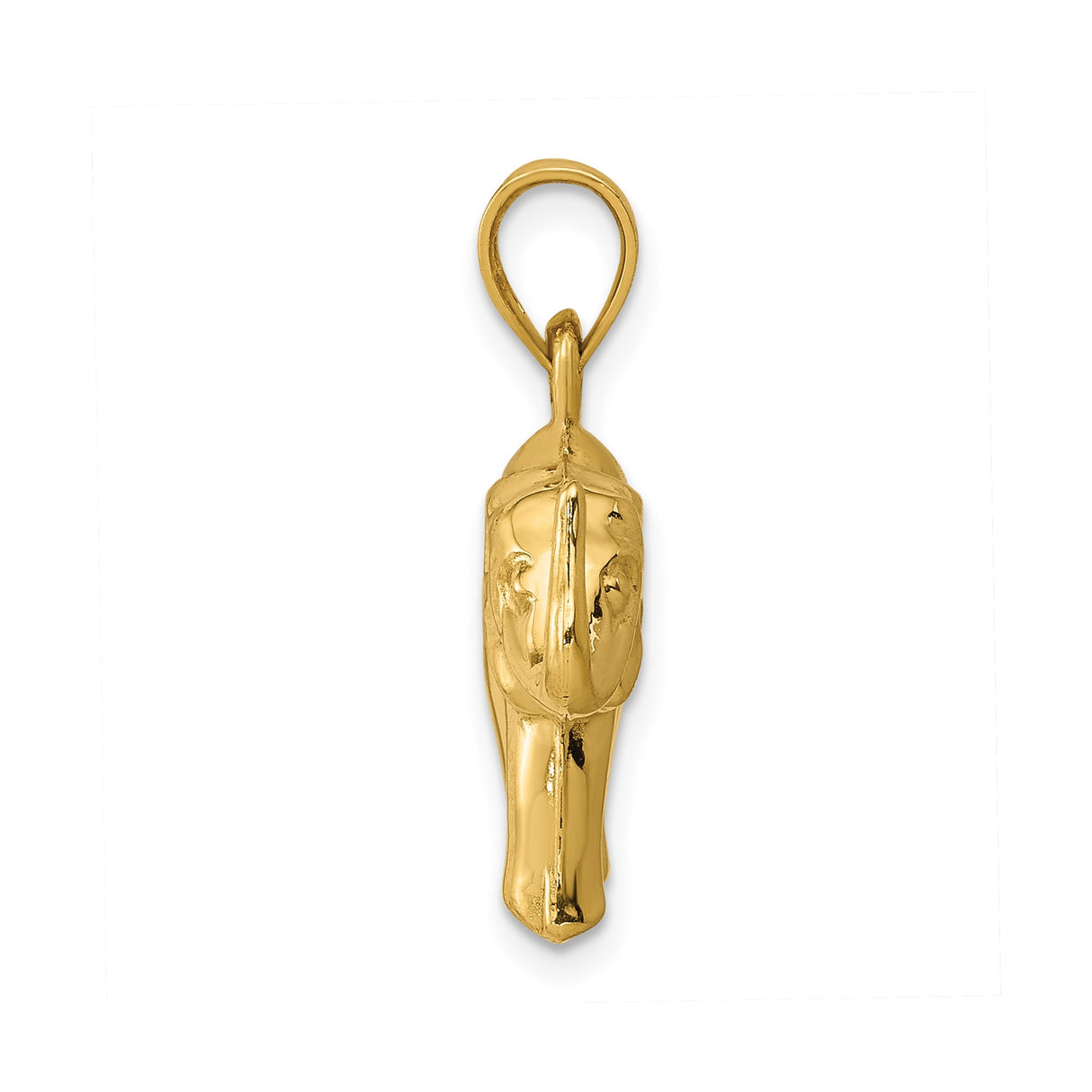 14k Yellow Gold Elephant Pendant, Polished Animal Charm Symbolizing Strength and Good Luck