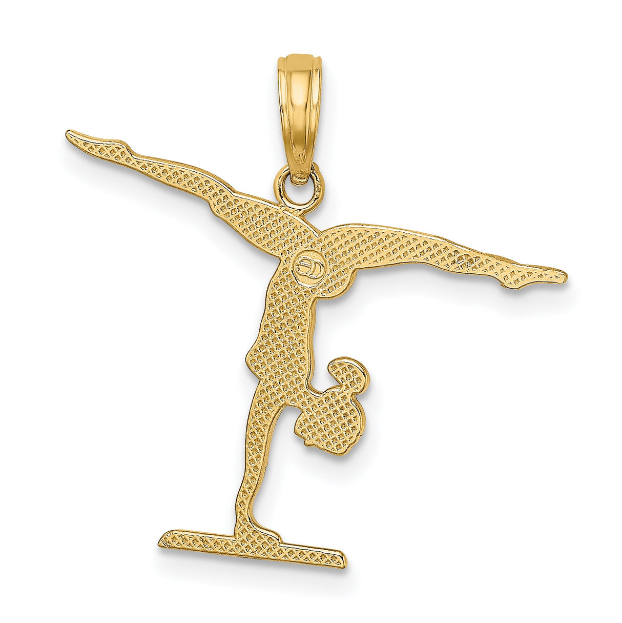 14k Yellow Gold Gymnast Pendant with Female Handstand on Balance Beam Charm