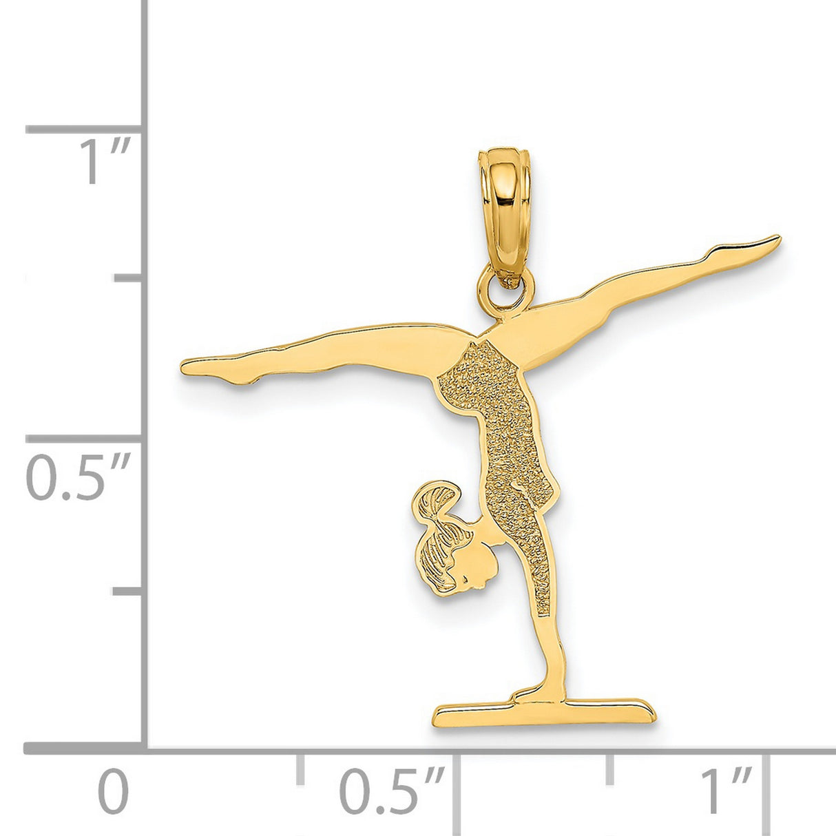 14k Yellow Gold Gymnast Pendant with Female Handstand on Balance Beam Charm