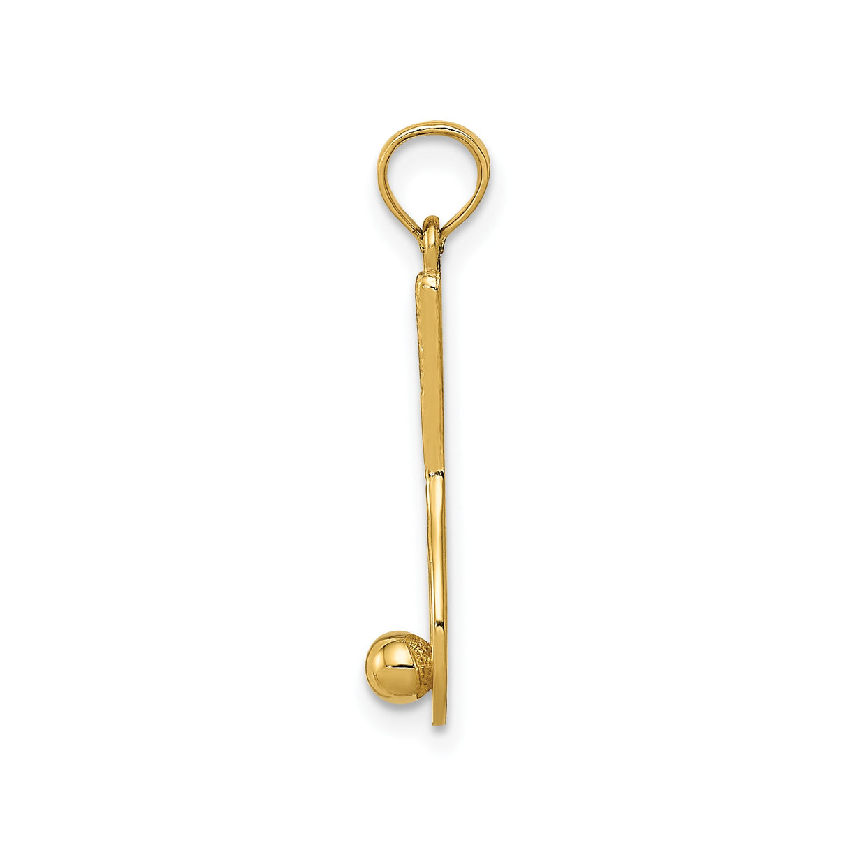 14k Yellow Gold Tennis Racket Pendant with Ball Detail, Sports Charm for Athletes and Tennis Lovers