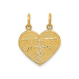 14k Yellow Gold Heart Pendant, Break Apart Mom and Daughter Design, Sentimental Family Jewelry