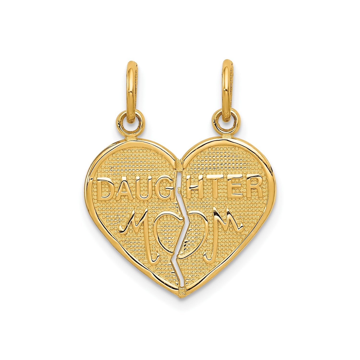 14k Yellow Gold Heart Pendant, Break Apart Mom and Daughter Design, Sentimental Family Jewelry