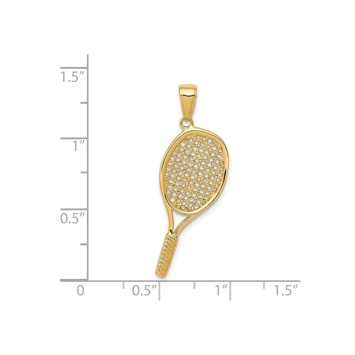 14k Yellow Gold Tennis Racket Pendant Charm, Openwork Sports Theme for Women or Unisex