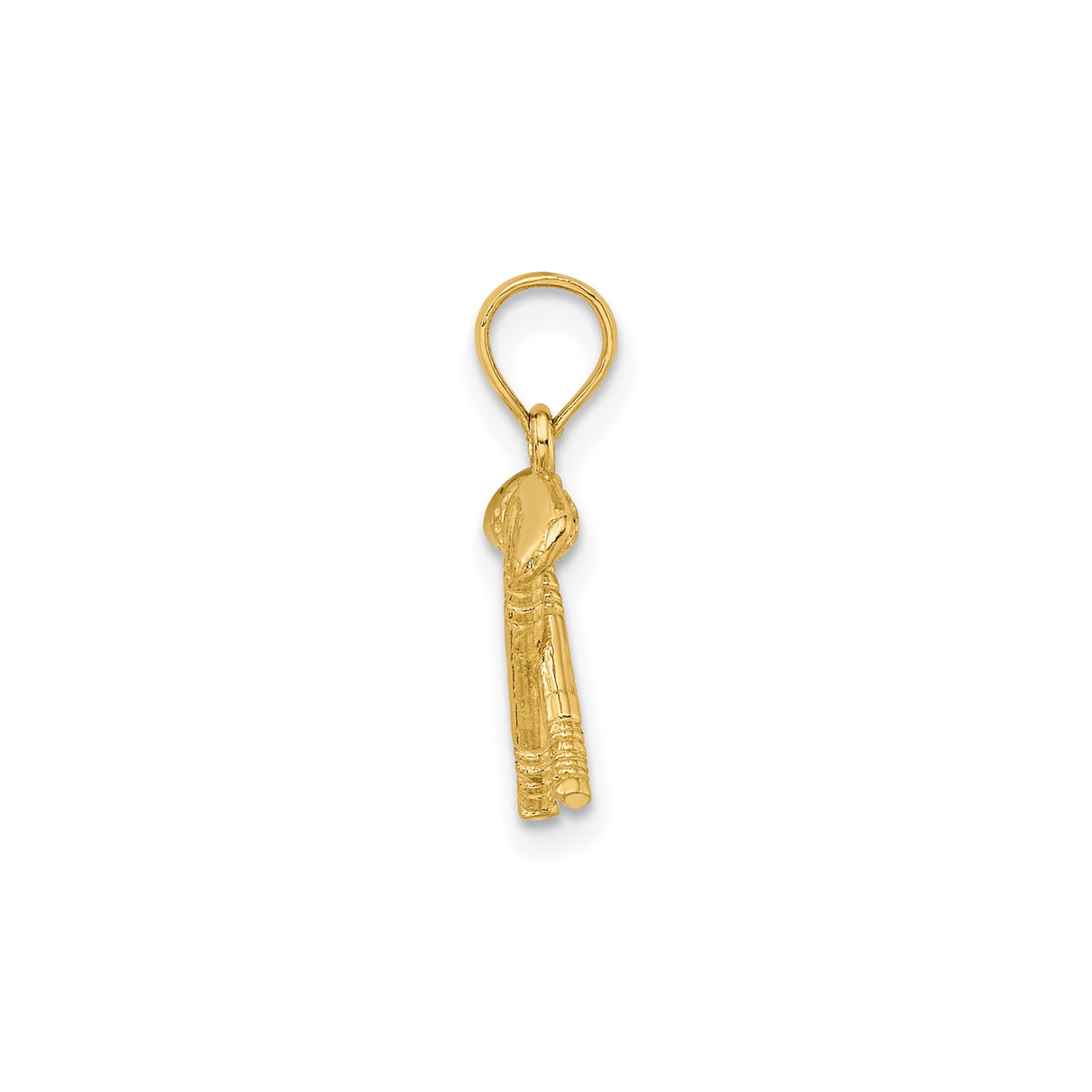 14k Yellow Gold Golf Pendant with Crossed Clubs and Textured Golf Ball Charm