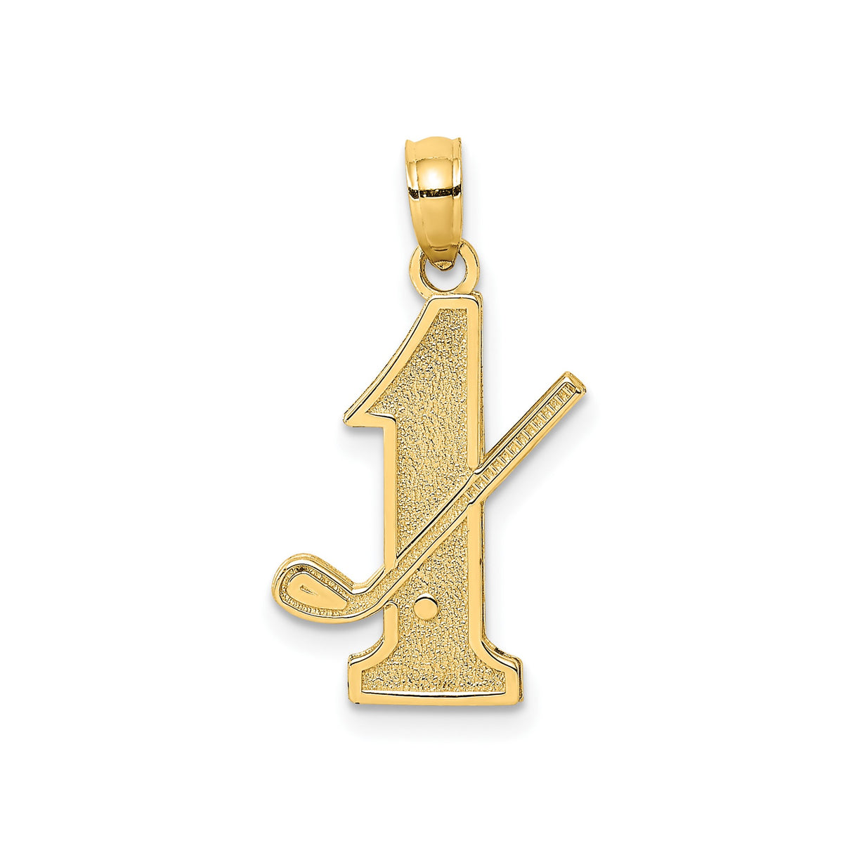 14k Yellow Gold Golf Pendant with Number One and Golf Club Design for Men or Unisex Wear