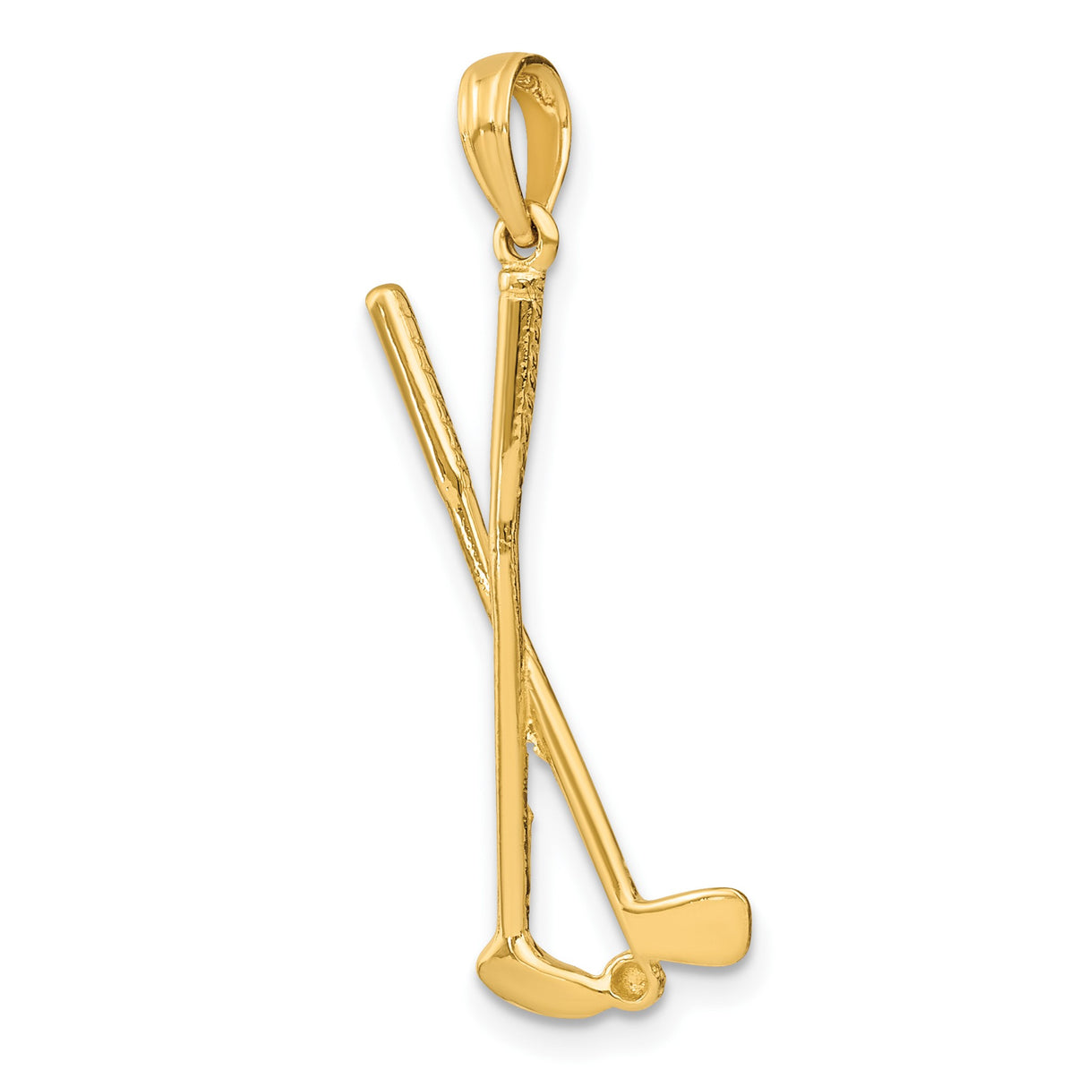 14k Yellow Gold Golf Pendant with Crossed Clubs and Ball, Sports Charm for Men or Women