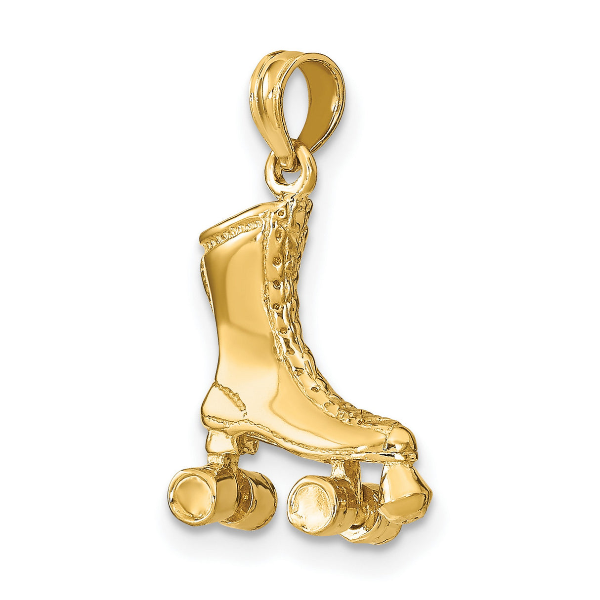 14k Yellow Gold Roller Skate Pendant Charm, Detailed Quad Skate Design, Retro Sports Style