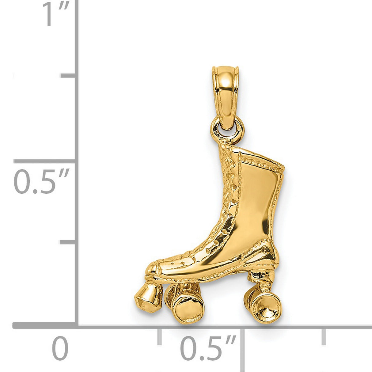 14k Yellow Gold Roller Skate Pendant Charm, Detailed Quad Skate Design, Retro Sports Style