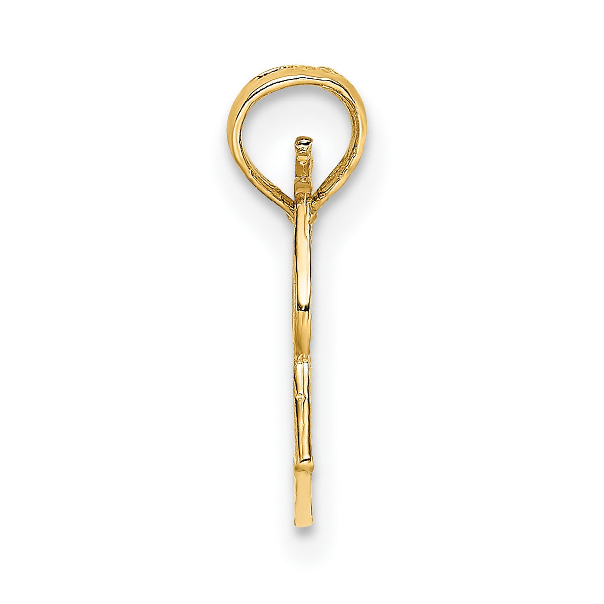 14k Yellow Gold Megaphone Pendant with Scroll Detailing, Cheerleader Spirit Charm