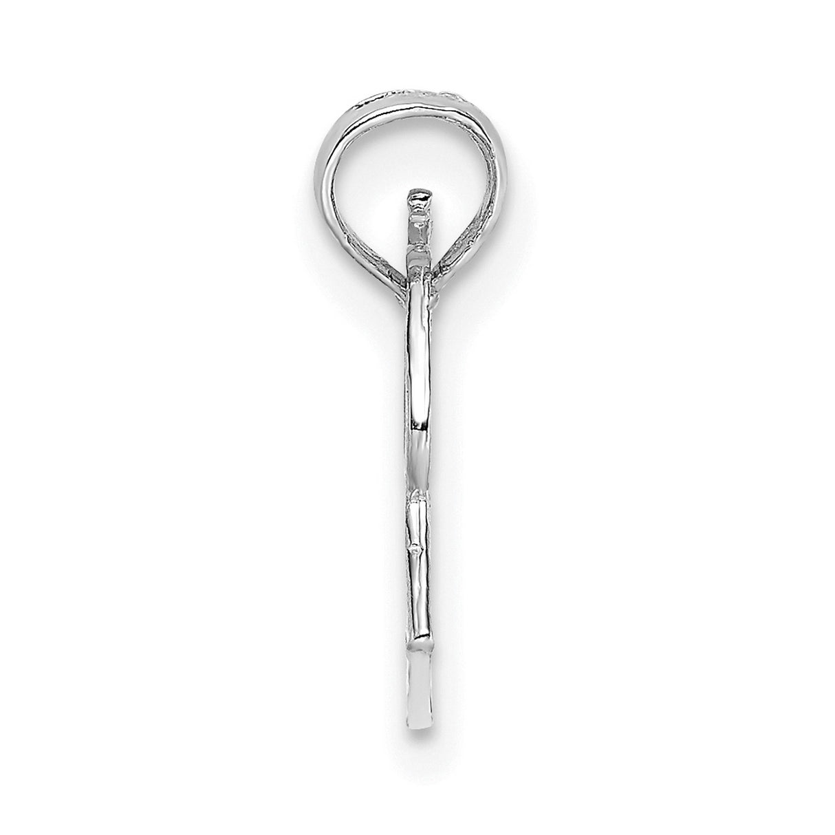 14k White Gold Cheerleader Megaphone Pendant with Scrollwork Design