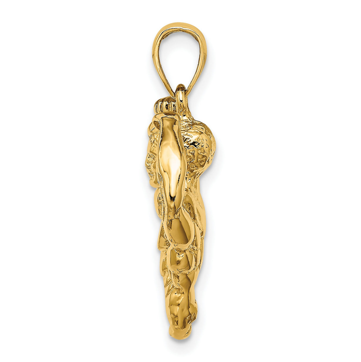 14k Yellow Gold Bodybuilder Pendant with Muscular Flexing Figure, Fitness and Gym Theme