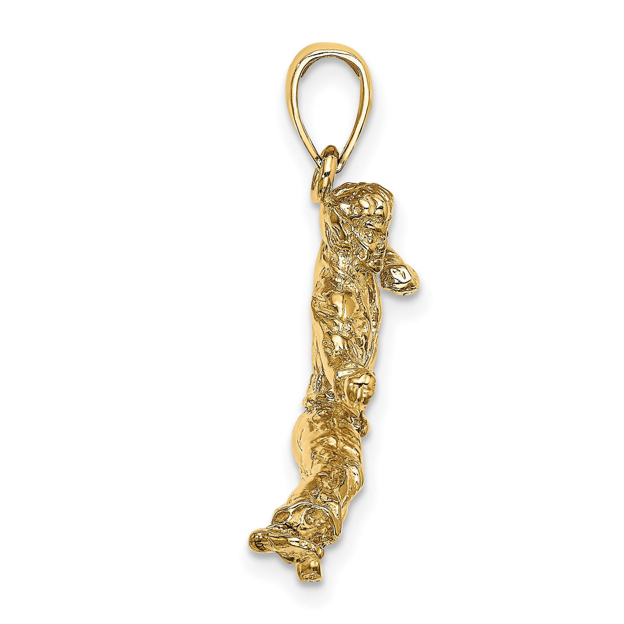 14k Yellow Gold Martial Artist Kick Pendant, Three-Dimensional Karate High Kick Charm